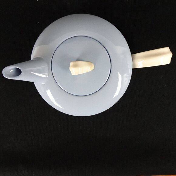 Homer Laughlin Blue Tea Pot Teapot Skyline Jubilee Art Deco Vintage - Picture 2 of 16